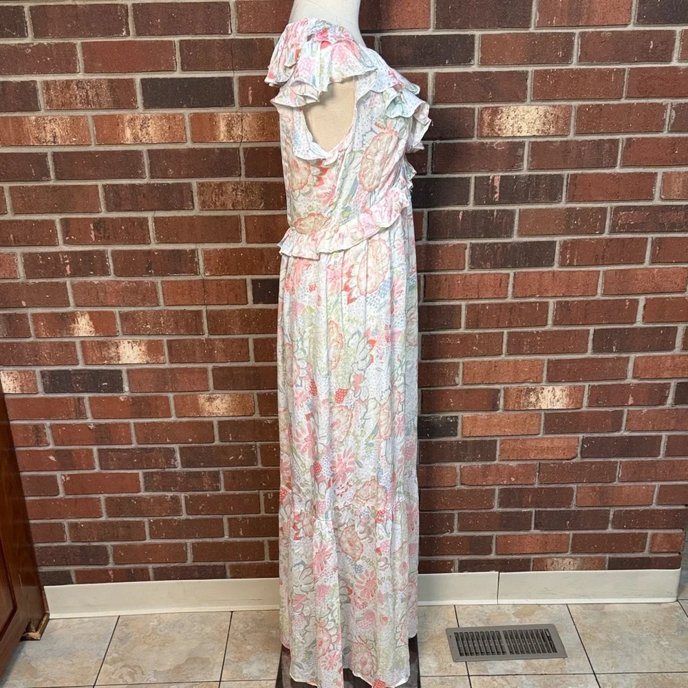 Anany Floral Print Ruffle Trim Dress Size Large - Picture 8 of 13